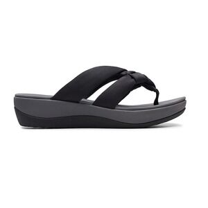 Clarks Cloudsteppers Women's Thong Sandals Knot Accent Comfort Gray Black size 9